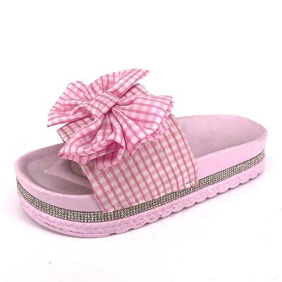 China Factory Cheap Price CUSHIONING Customized Cute Ladies Bow Sandals PVC Thick Bottom Slippers For Women Outdoor Beach Slides Female Shoes for sale