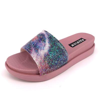 China CUSHIONING Latest Design Customized Fashion Bling Bling Slippers For Women Servo Sandals Unique Ladies Beach Slipper Cheap Price for sale