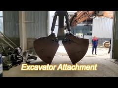 excavator hydraulic rotating grab , excavator clamshell bucket double cylinder cat312 pc200