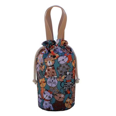 China Waterproof Water Bottle Bag Canvas Drawstring Wine Bags For Bottles Pouch Bag for sale