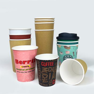 China Bio-degradable ZJPACK manufacturer compostable takeway hot biodegradable disposable paper coffee cups custom logo big paper cup for sale