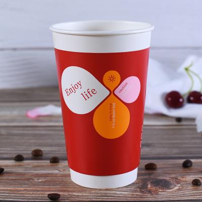 China Recyclable ZJPACK Custom Color Logo Disposable Double Wall Paper Cups 8oz 16oz 22oz Hot Drink Coffee Cup Free Sample for sale