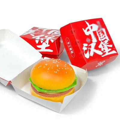 China Bio-degradable ZJPACK Wholesale Burger Box Fast Food Packing Box Custom Printed Food Packaging Hamburger Box for sale