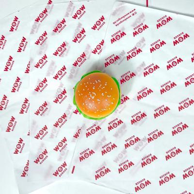 China Greaseproof ZJPACK Wholesale Sandwich Hamburger Wrappers Oil Resistant Glassine Fast Food Wrapping Paper for sale