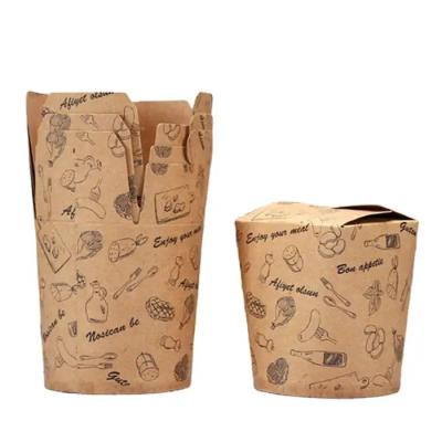 China Bio-degradable ZJPACK Kraft Paper noodle Box 14oz 16oz 26oz 32oz brown kraft paper noodle box paper food packaging box for sale