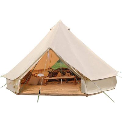 China Straight Tie Type 4M Outdoor Cotton Canvas Modern Pagoda Waterproof Family Glamping Bell Yurt Camping Tent for sale