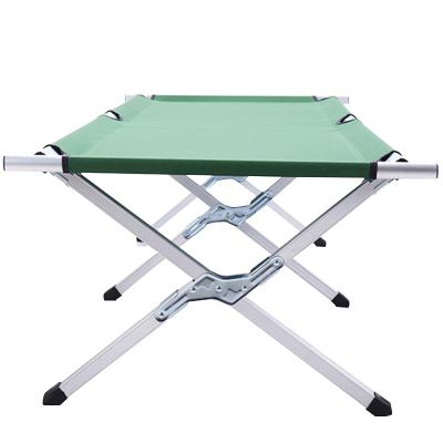 China Foldable outdoor camping folding cot 600D Oxford portable lightweight single fabric aluminum camping bed for sale