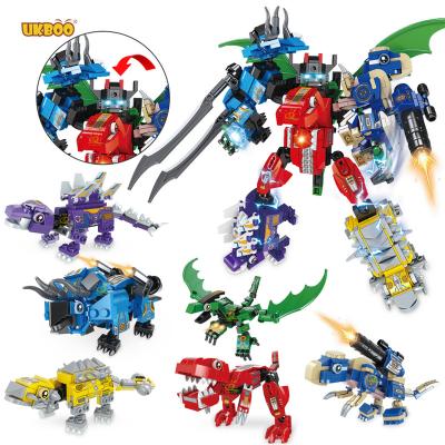 China Educational Building Toy Free Shipping UKBOO 672PCS Dinosaur Mecha Building Block Toys For Boy Gifts for sale