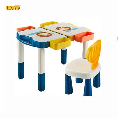 China Toy UKBOO HQB6012 Lion Suitcase Building Block Building Table with the Chair for sale