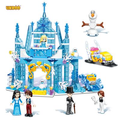 China Free Shipping DIY UKBOO TOY UKBOO TOY UKBOO Windsor-Imagination 358PCS Ice Castle Friends Girls Princess Brick Assemble House Creative Snow Castle for sale