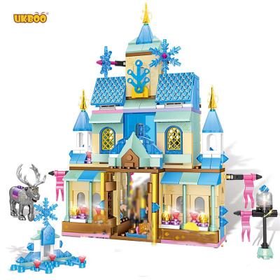 China Free Shipping Building Toy UKBOO HQB000394 516PCS Children Birthday Gift Kids Ice Castle Arendelle Castle Magic Village For Anna And Elsa Bricks Sets for sale