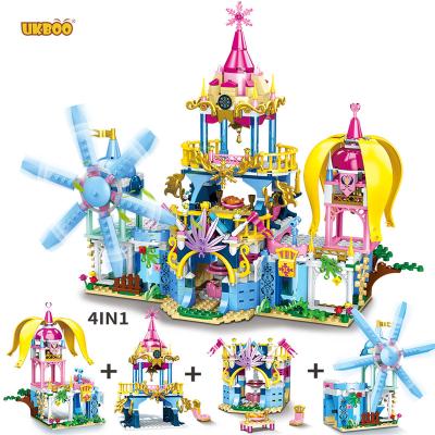 China Free Shipping Toy UKBOO 619PCS 4in1 Building Windsor Castle-Ice and Snow Friends Princess Building Blocks Castle Kids Toys Fairy Town Creator for sale