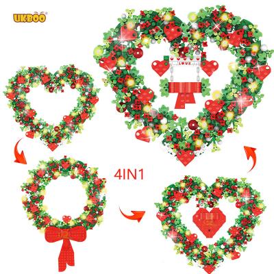 China Building Toy Promotion Free Shipping Dropshopping UKBOO 808PCS Marry Valentine's Day Heart Garland Gifts For Girlfriend With Lights for sale