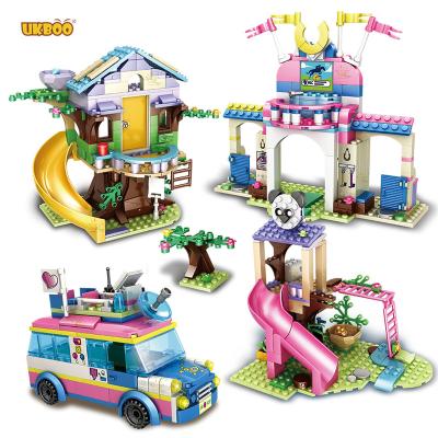 China 4in1 Building Toy UKBOO 664pcs Figures Amusement Park Girl Truck Slide Castle Girlfriend Gift Toy Building Block for sale