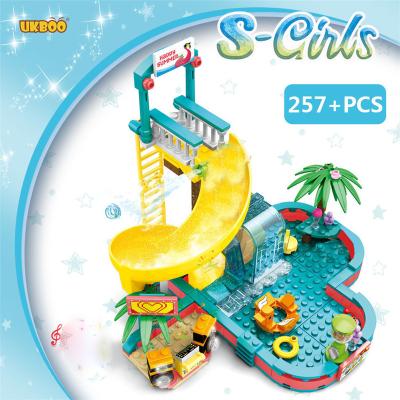 China Toy Free Shipping UKBOO 257PCS Water Park Summer Pool City Building Small Building Block Girls Toys Hot Brick for sale