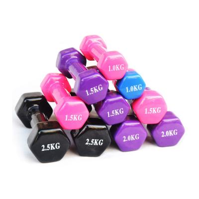 China More Wear-Resistant Colored Dip-Plastic Hex Dumbbells Dip Shiny Dumbbells 20 lbs for sale