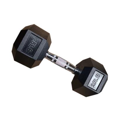 China Ergonomic Fast Delivery Rubber Dumbbell Hex Dumbbells Ergonomic Black Cast Iron Chrome Chrome Handle 25 Kgs In Stock for sale