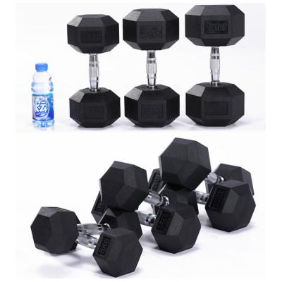 China Custom Logo 24kg 40kg Hex Wear Resistant Rubber Dumbbell Dumbbell For Home Gym Fitness 40 Kg Dumbbell for sale