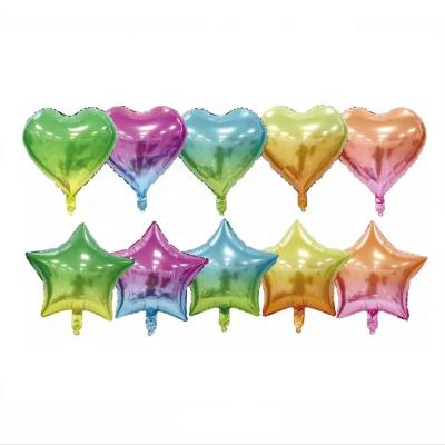 China New Recycled Color Gradient 18 Inch Heart/Rainbow Star Shape Foil Balloon for sale