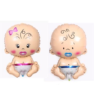 China Advertising Small Man Toy Bow Tie Helium Woman Baby Shower Birthday Blue Pink Foil Balloon for sale