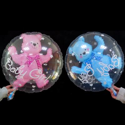 China Advertising 2022 new toy balloon inside transparent balloon baby shower bear shape mylar balloon for sale