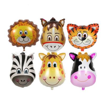 China New Foil Decoration Giant Animal Inflatable Mylar Jungle Head Animal Balloon for sale