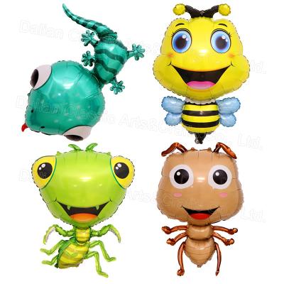 China Cute new jungle decoration cartoon bee ant mantis gecko foil animal balloon for sale