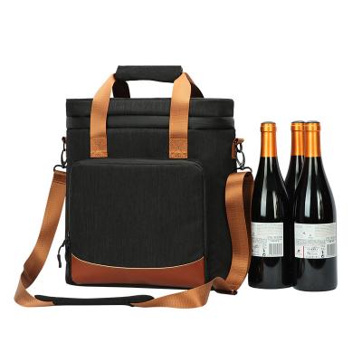 China 2020 Customs Logo Wine Bottle Bag Waterproof Cooler Wine Tote Bag With Cooler for sale