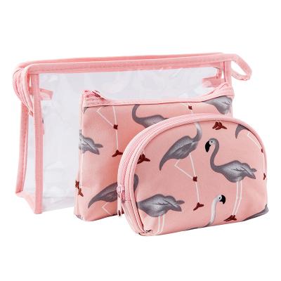 China Eco-Friendly 3 in 1cosmetic Portable Filter Bag Toiletry Bag Clear PVC Makeup for sale