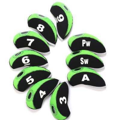 China 12pcs Window Neoprene Golf Iron Headcovers in Black and Green for sale