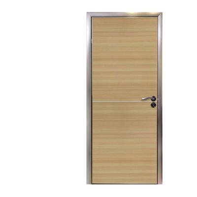 China Modern Modern Metal Frame Wooden Door MDF Laminated Front Entry Wood Door for sale