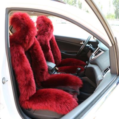 China Best Match Comforable Car Accessories Faux Fur Cushion Auto Car Seat Cover Orange Fluffy Front Seat Cover for sale