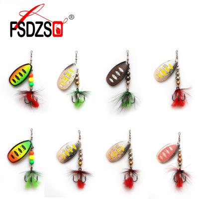 China New Fishing Lures Brass Spoon Spinners Lures Feather Metal Crank Bait Carp Fishing Hard Bait Stripped Bass Lures WPE-BC-IN for sale