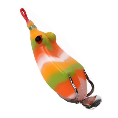 China Hot Sale HUIXIAN Silicone Thunder Frog With Glitter 6cm 14g Barb Hook Silica Gel Bait Frog Fishing Lure Frog Lure for sale