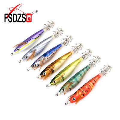 China Lure 8cm Lure 8cm Squid 10g Hook Wobblers Jigs Octopus Cuttlefish Wood Plastic Fishing Shrimp Hard Baits 3D Eyes for sale