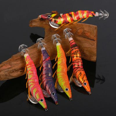 China HUIXIAN ABS Plastic Shrimp 13cm/20g Squid Hook Fishing Lure Luminous Wooden Jig Jig for sale