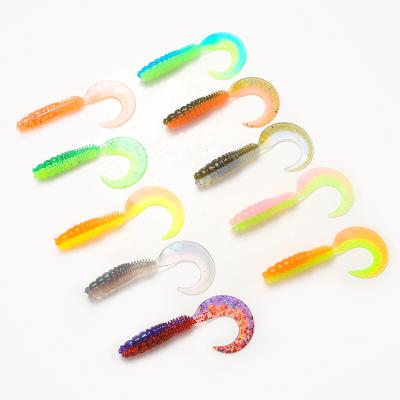 China Lure 65mm/2g 8pcs/pack 75mm/3g 7pcs/pack PVC Tails Curly Silicone Wobblers Soft Fishing Building Lures for sale