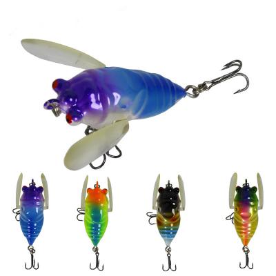 China Plastic Artificial Wobblers Plastic Groundbaits Water Insect Top Fishing Lure Crankbait Cicada Snap Float Lure for sale