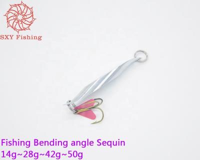 China Copper SXY FISHING Fishing Sequin Bending Angle Spangle Copper Spoon Fishing Lure Metal Spoon 28g for sale