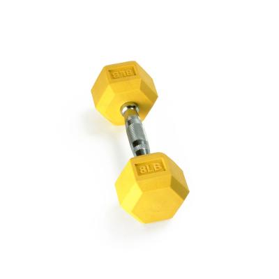 China Rubber Coated Dumbbell Gym Equipment Weightlifting Hex Dumbbell Set for sale