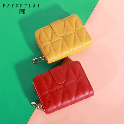 China With  USB PAYOFFLAI OEM New Solid Color Ladies Purse PU Leather Card Holds Women Short Money Clips Zipper Fashion Brand Coin Purse for sale