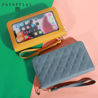 China With  USB PAYOFFLAI OEM 2022 Factory Customized PVC Transparent Touch Screen Women's Card Wallet Large Capacity Fashion Design Wallet for sale