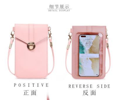 China Fashion PAYOFFLAI Touch Screen Faux Leather Crossbody Bag for Cell Phone Women Handbags Mini Mobile Phone Bag for sale