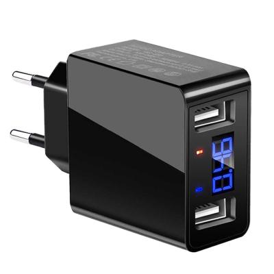 China Mobile Phone Tablet MP3 GPS Wall Charger UK US/EU Plug 5V 2.4A Wall Adapter Dual Ports LED Display USB Charger Mobile Phone for sale