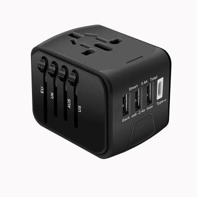 China Convenient Safety Multi US AU UK AU EU Plug Type C World AC Power USB International Universal Travel Adapter With Port Usb Charger for sale