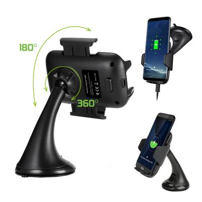 China Adjustable Wireless Car Phone Holder Dashboard, Windshield Car Charger 10W/7.5W Qi Wireless Fast Charging Mount for iPhone Xiaomi for sale