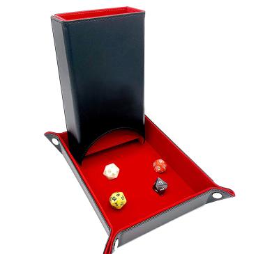 China Die Cut Stoage Folding Dice Tower & Fold Up Dice Tray For Table Top Game - Black/Red - Customized Design for sale