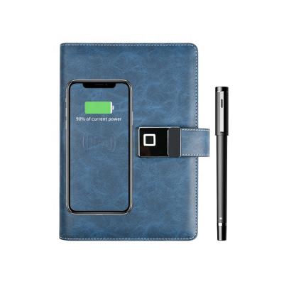 China Custom Reusable Smart Lock Reusable Fingerprint Power Bank Power Bank Notebook Business Smart Notebook With Hand Writing for sale