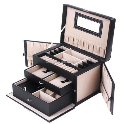 China Fashion Cosmetic Case Leather Fashion Dressing Wooden Cosmetic Box Leather Cosmetic Case for sale