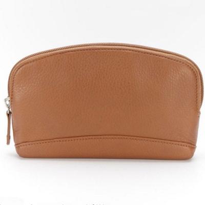 China Waterproof Vintage Soft Genuine Leather Makeup Case Bag Small Leather Cosmetic Make Up Leather Pouch for sale